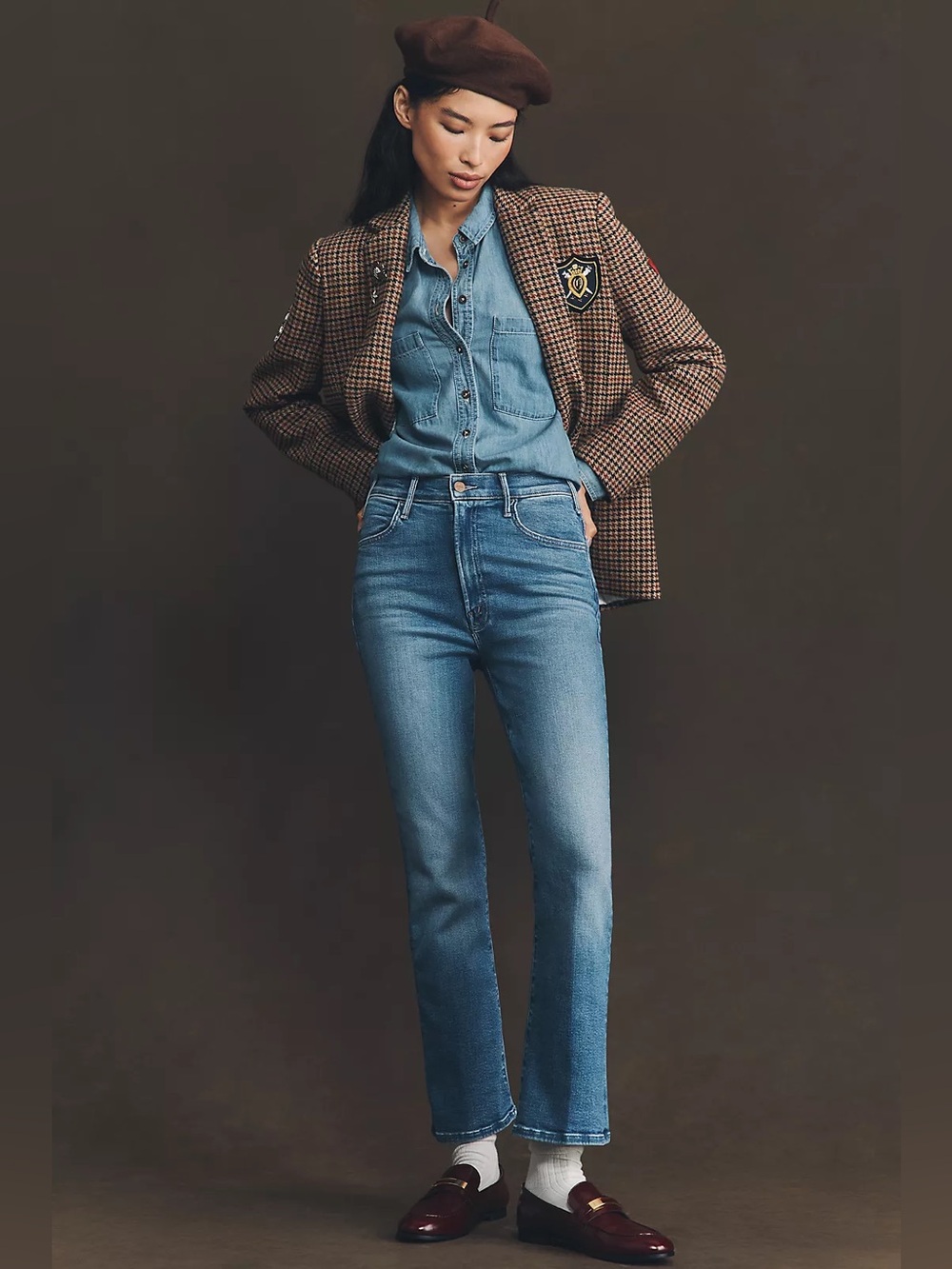 NEW MOTHER The Hustler Mid-Rise Ankle Jeans In Read Between The Lines, Size 27P